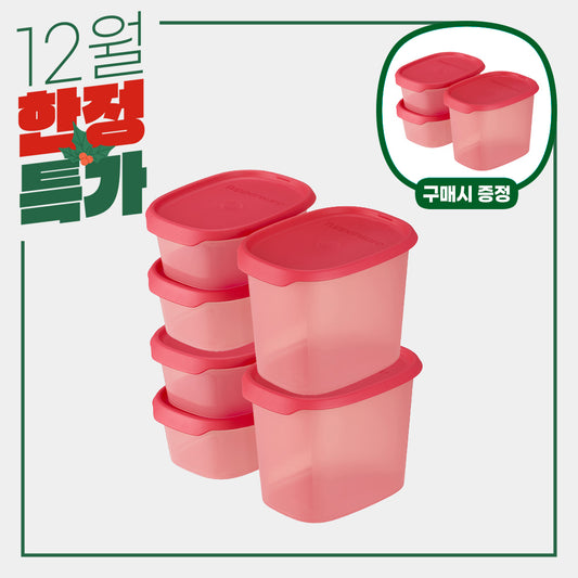 [3개 추가 증정] 원터치프레시 타원 세트 레드 6개